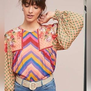 Anthropologie bl-nk Miranda Peasant Blouse